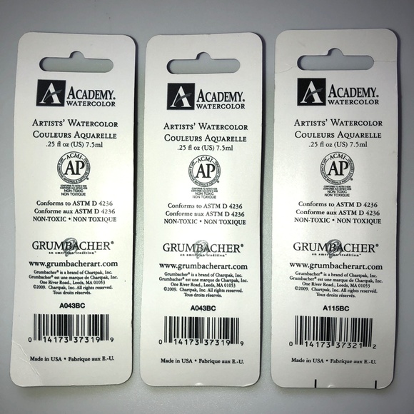 GRUMBACHER ACADEMY Watercolor Set of 15 .25 oz/ 7.5 ml Tubes NEW! - Picture 3 of 15